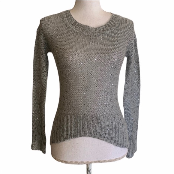 Pink Rose Gray Sequin Open-knit Sweater XS NWT - Picture 2 of 7